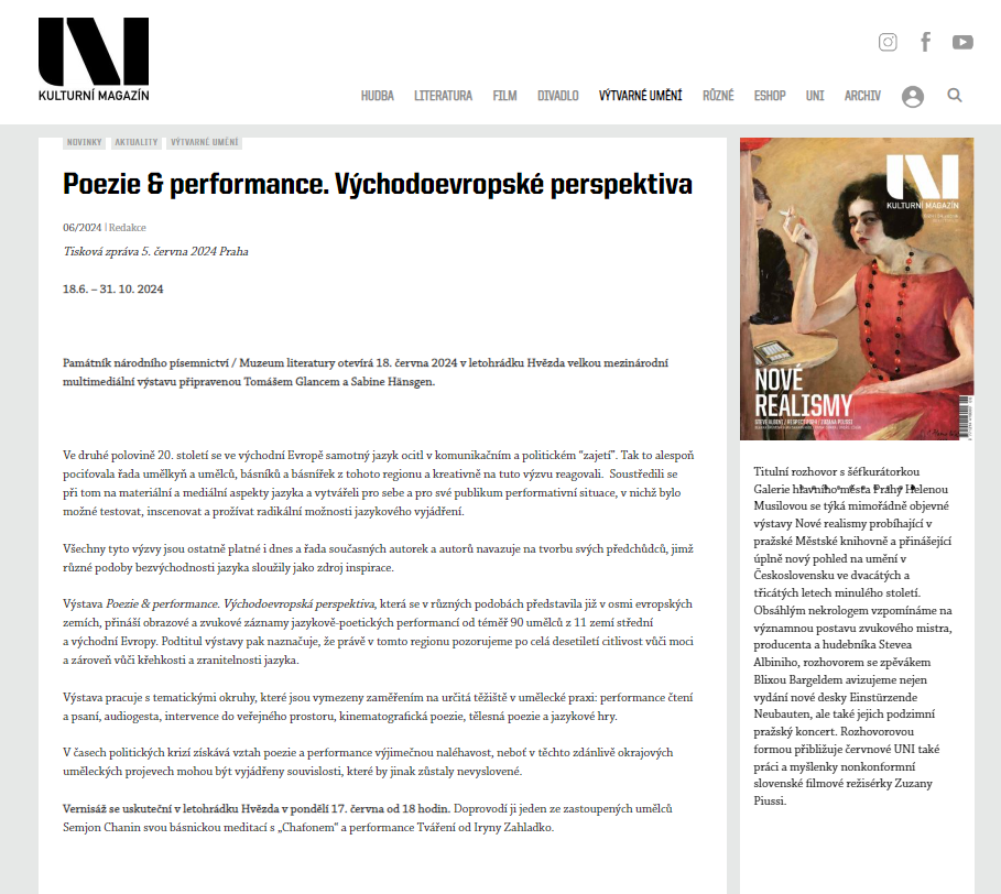 Poezie & performance. Východoevropské perspektiva