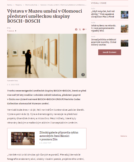 Výstava v Muzeu umění v Olomouci představí uměleckou skupiny BOSCH-BOSCH