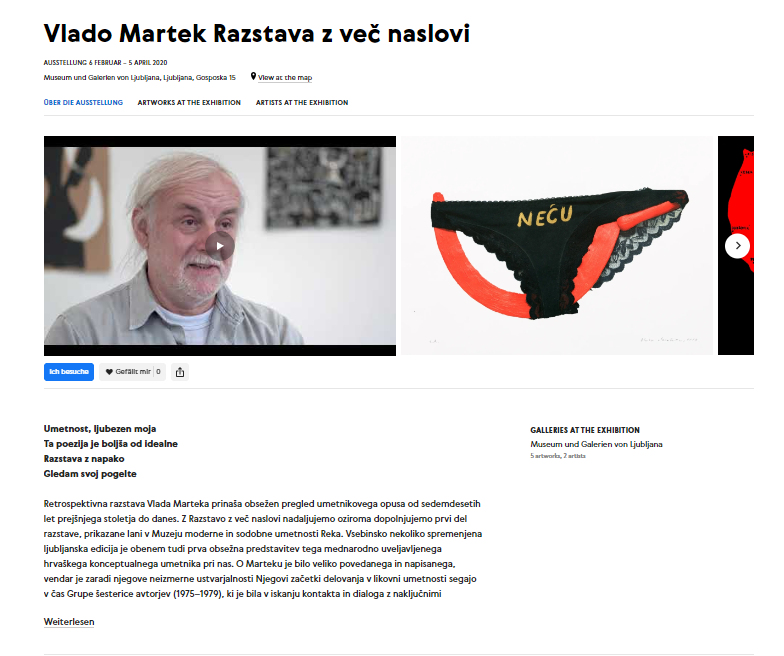 Vlado Martek Razstava z več naslovi