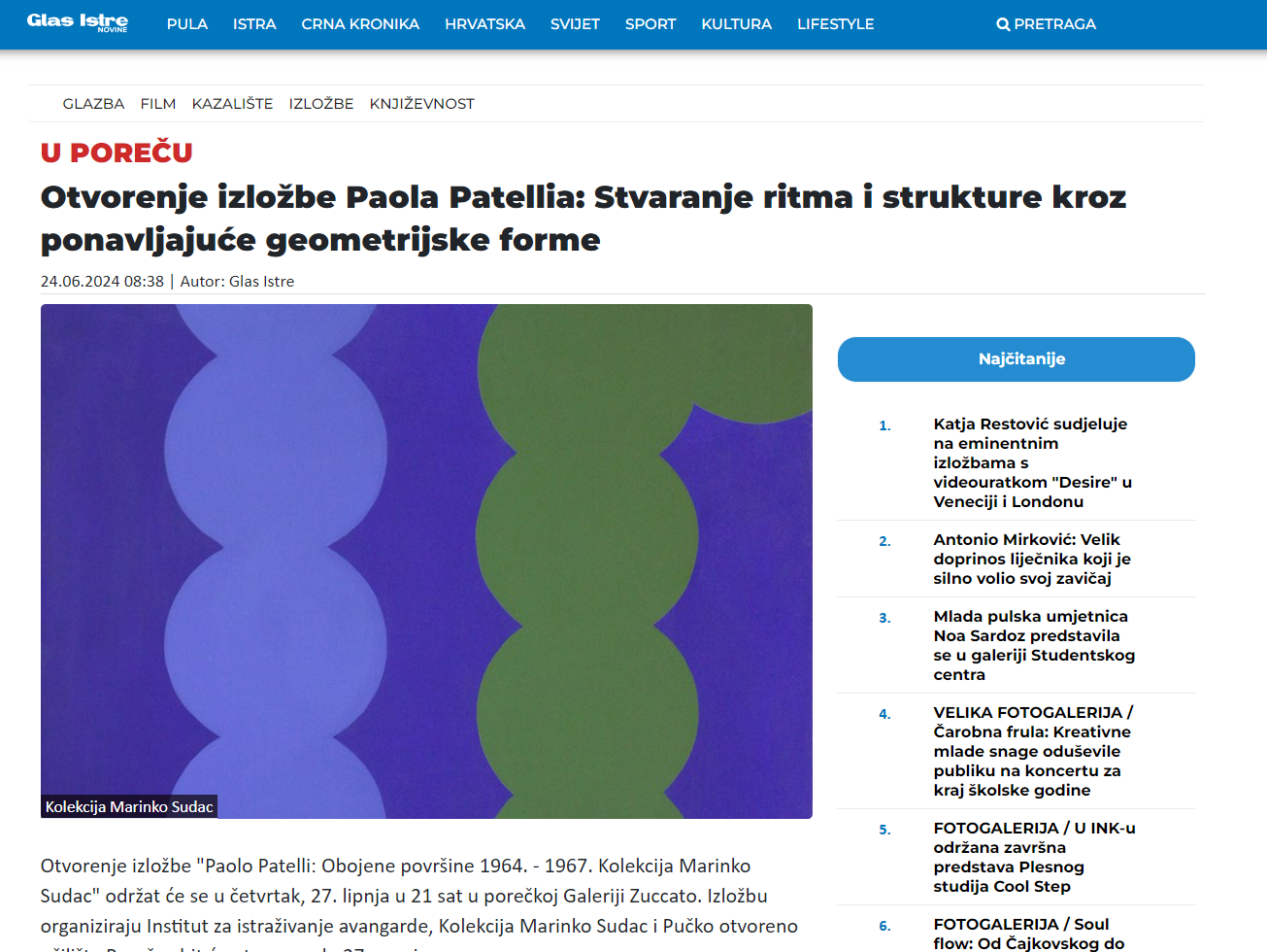 Otvorenje izložbe Paola Patellia: Stvaranje ritma i strukture kroz ponavljajuće geometrijske forme